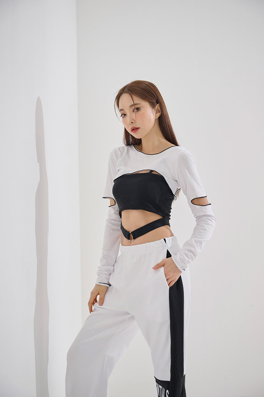 Unfooted Slit Crop Tee(9189)