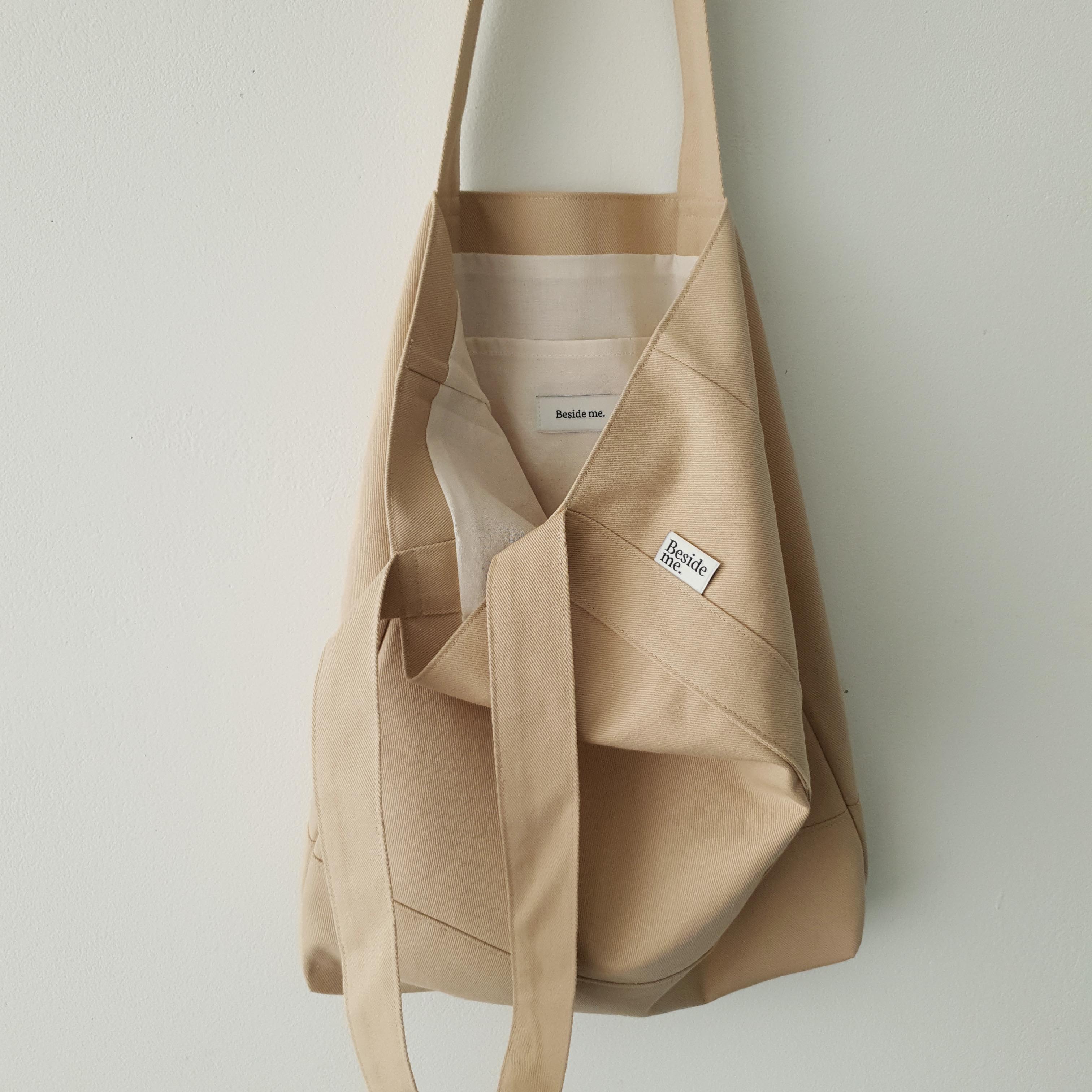 Twill simple line bag - sand beige