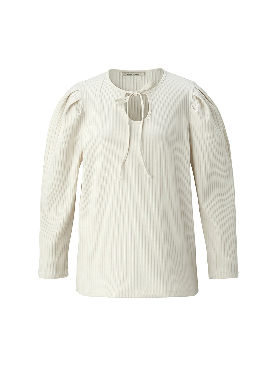 Ribbed  puff top - Ivory