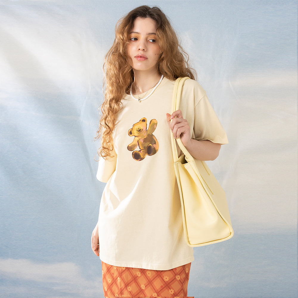 [UNISEX] BEAR OVER FIT TEE_YELLOW