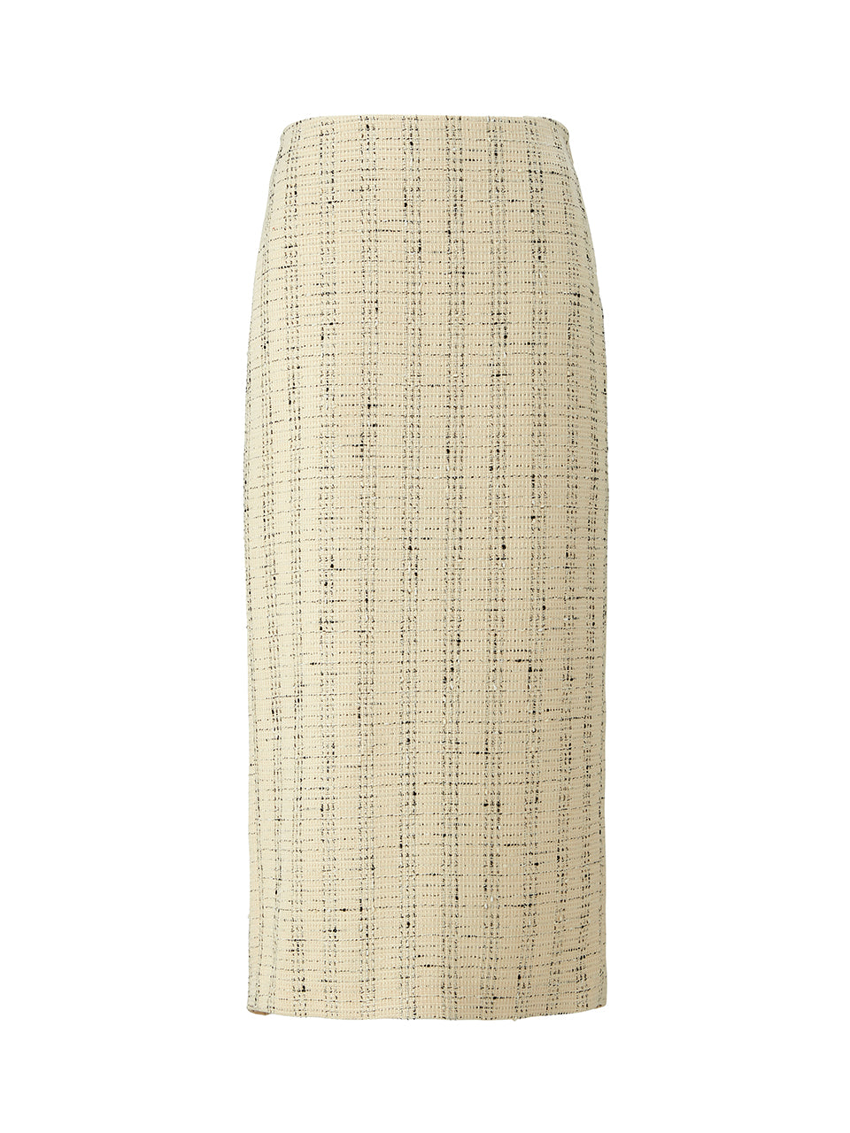 Tweed back slit skirt - Custard yellow