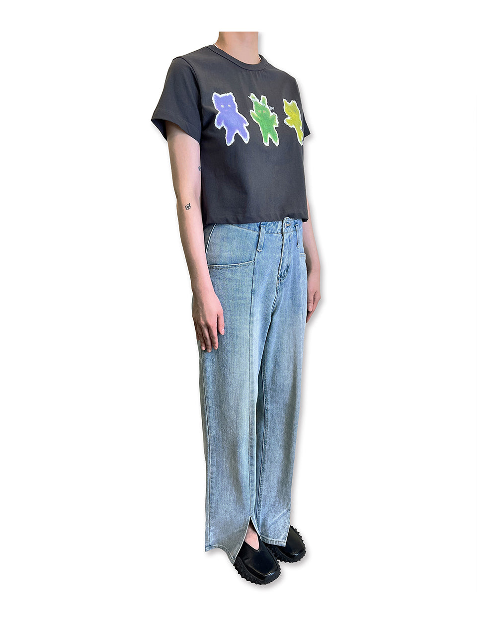 Odd Toys Crop T-Shirt / Charcoal