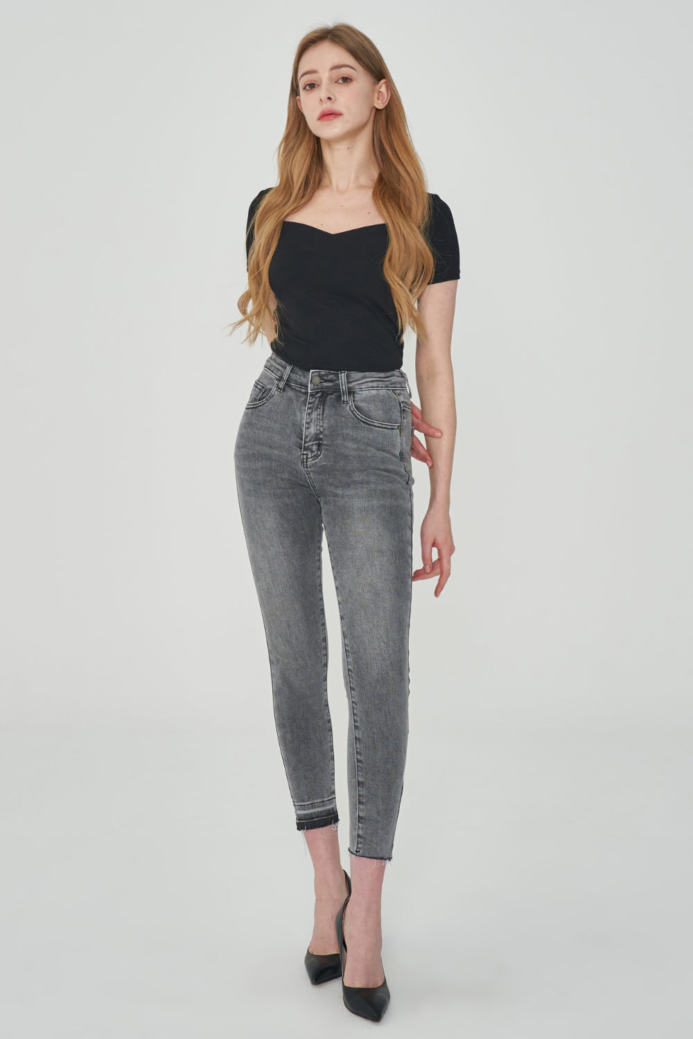 GRAY SKINNY JEAN [6860]