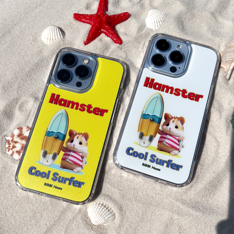 [transparent jelly hard] Cool Surfer Hamster (Yellow) Phone Case