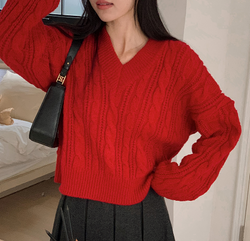 Daily V-neck Twist Knit (9color)