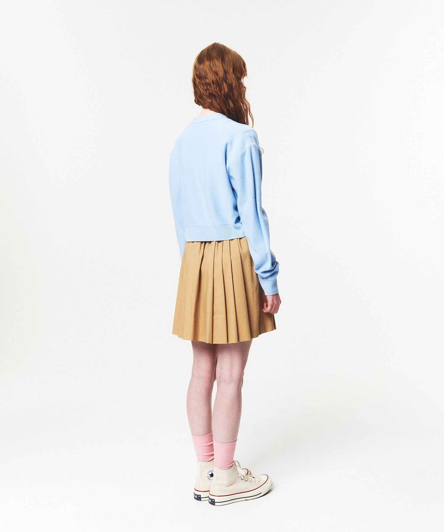 CHUCK ウェーブラインクロップニットカーディガン / CHUCK WAVE LINE CROP KNIT CARDIGAN (SKY BLUE)