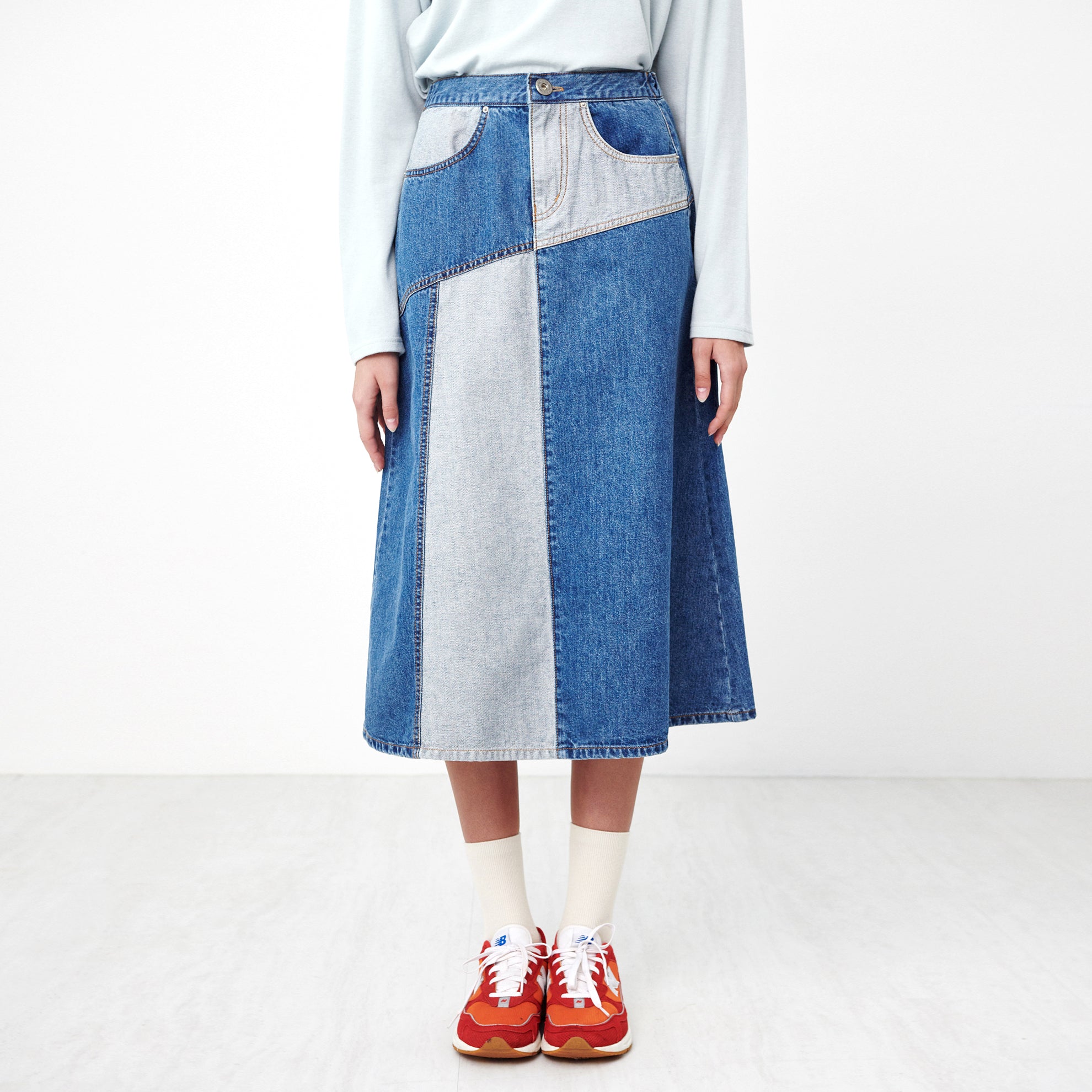 INSIDE-OUT BANDING DENIM SKIRT_BLUE