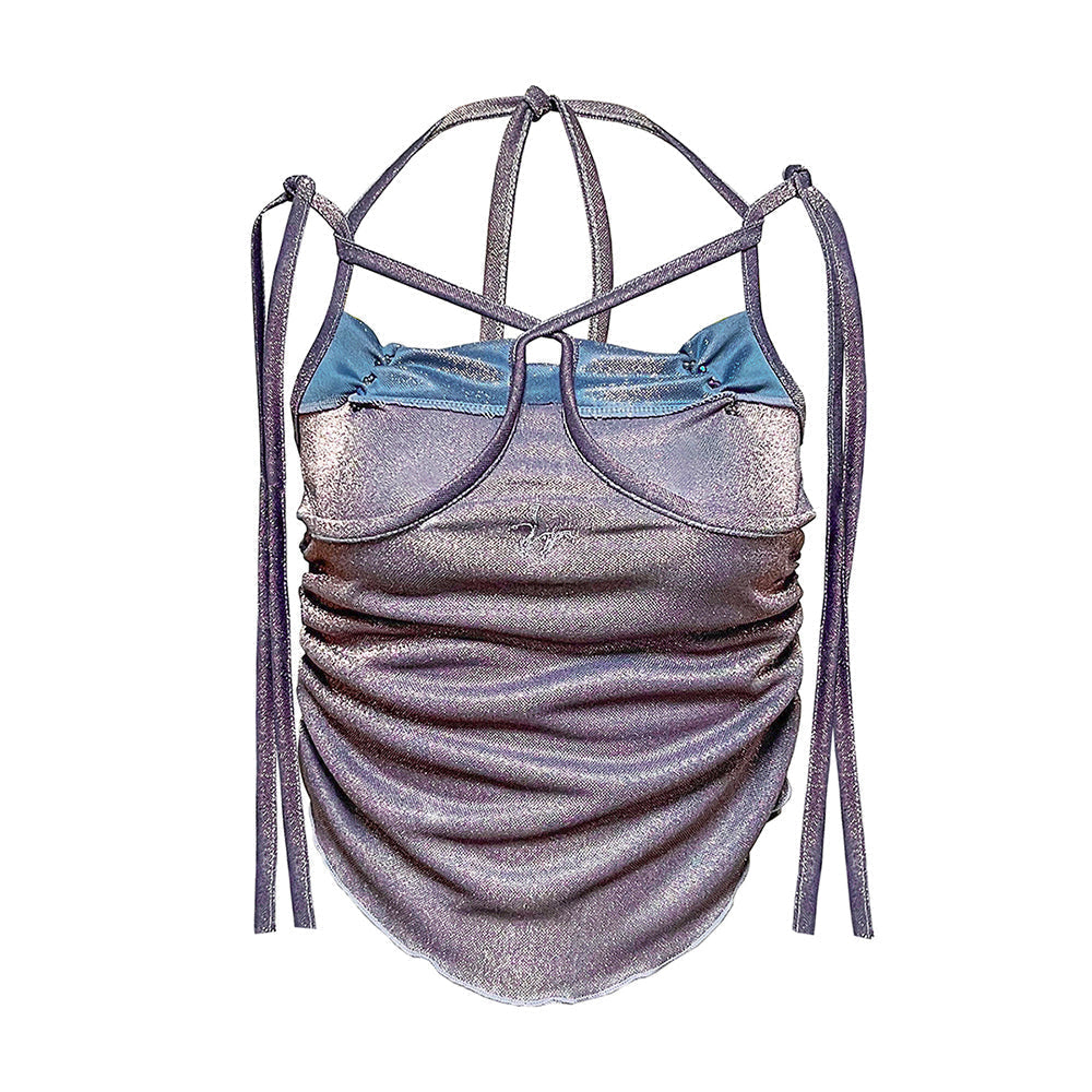 crystal strap top - blue