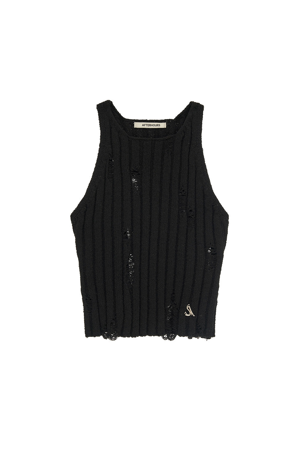 DISTRESSED KNIT SLEEVELESS (CHARCOAL)