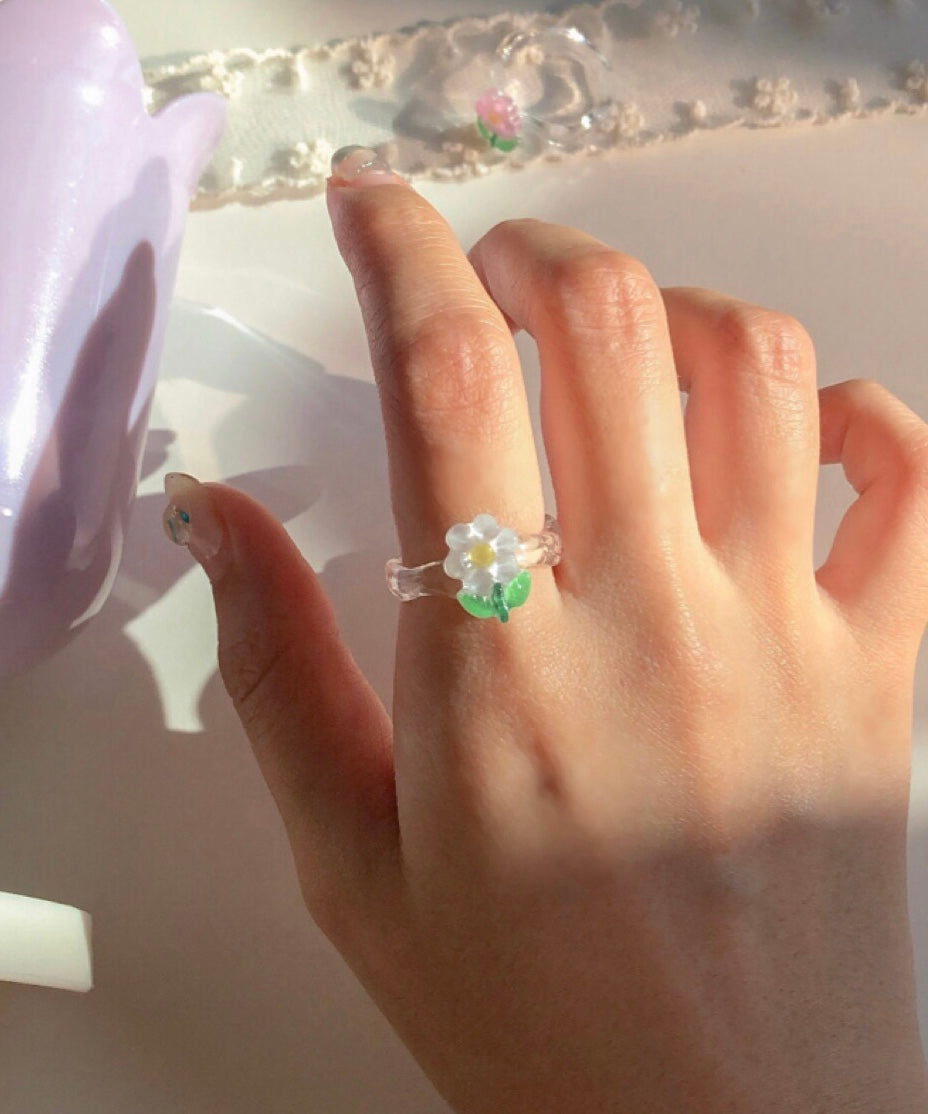 Pastel Flower Acrylic Rings (2 colors)