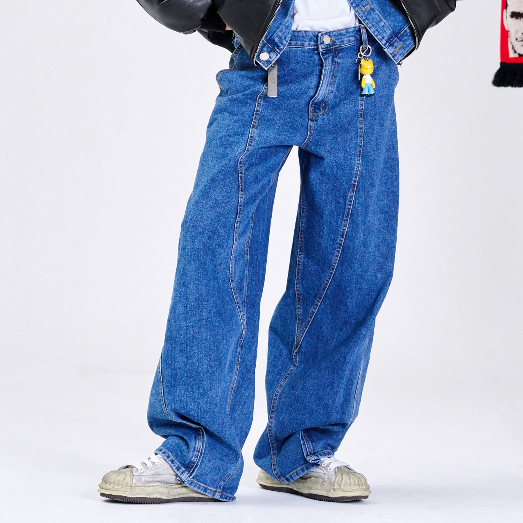 STITCH LINE DENIM PANTS BLUE