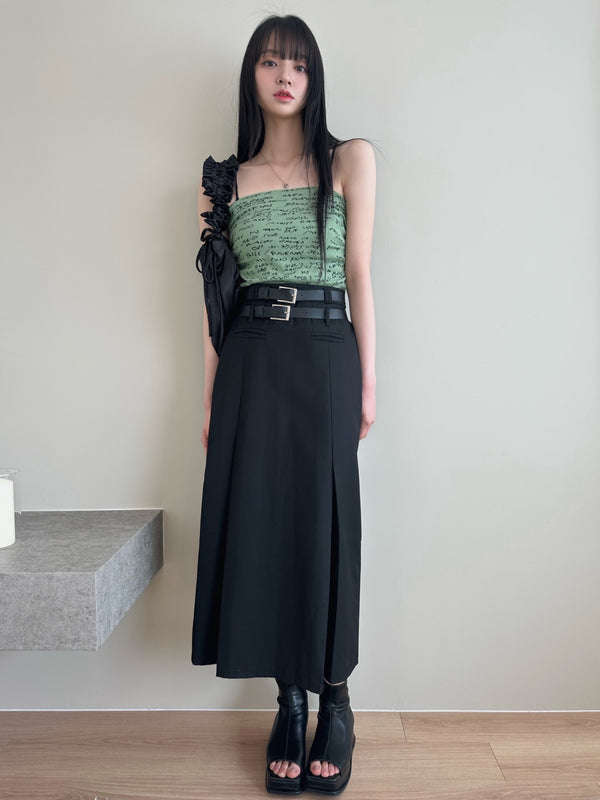 long belted skirt