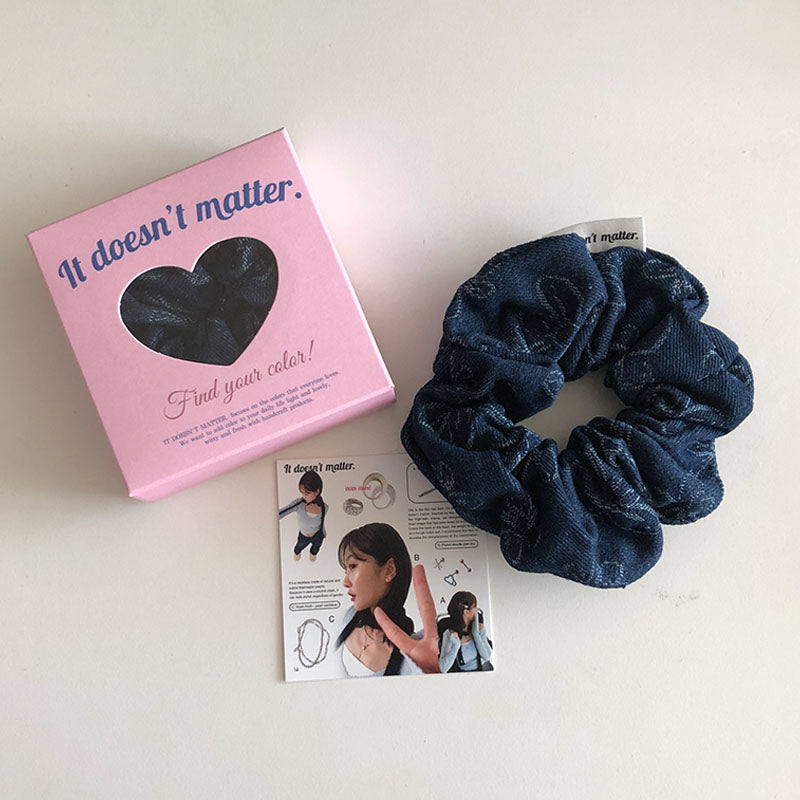 Flower denim scrunchie (Blue) 