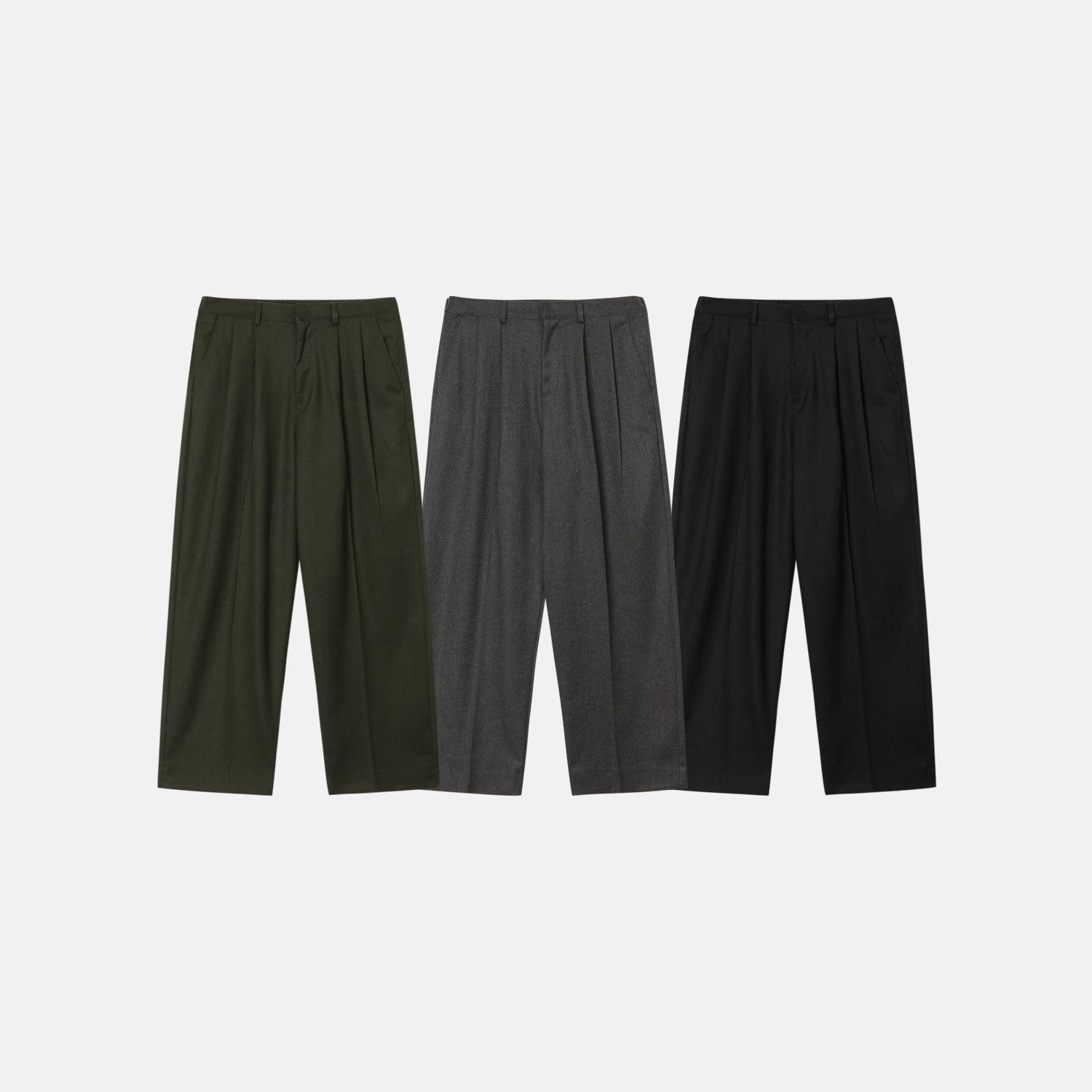 wool pintuck wide slacks