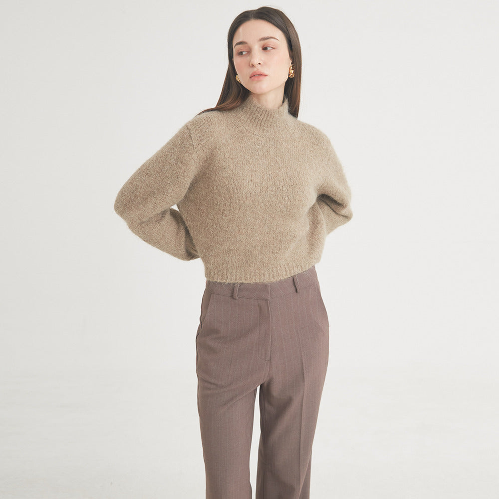 Wool Stripe Flare Pants (Brown)