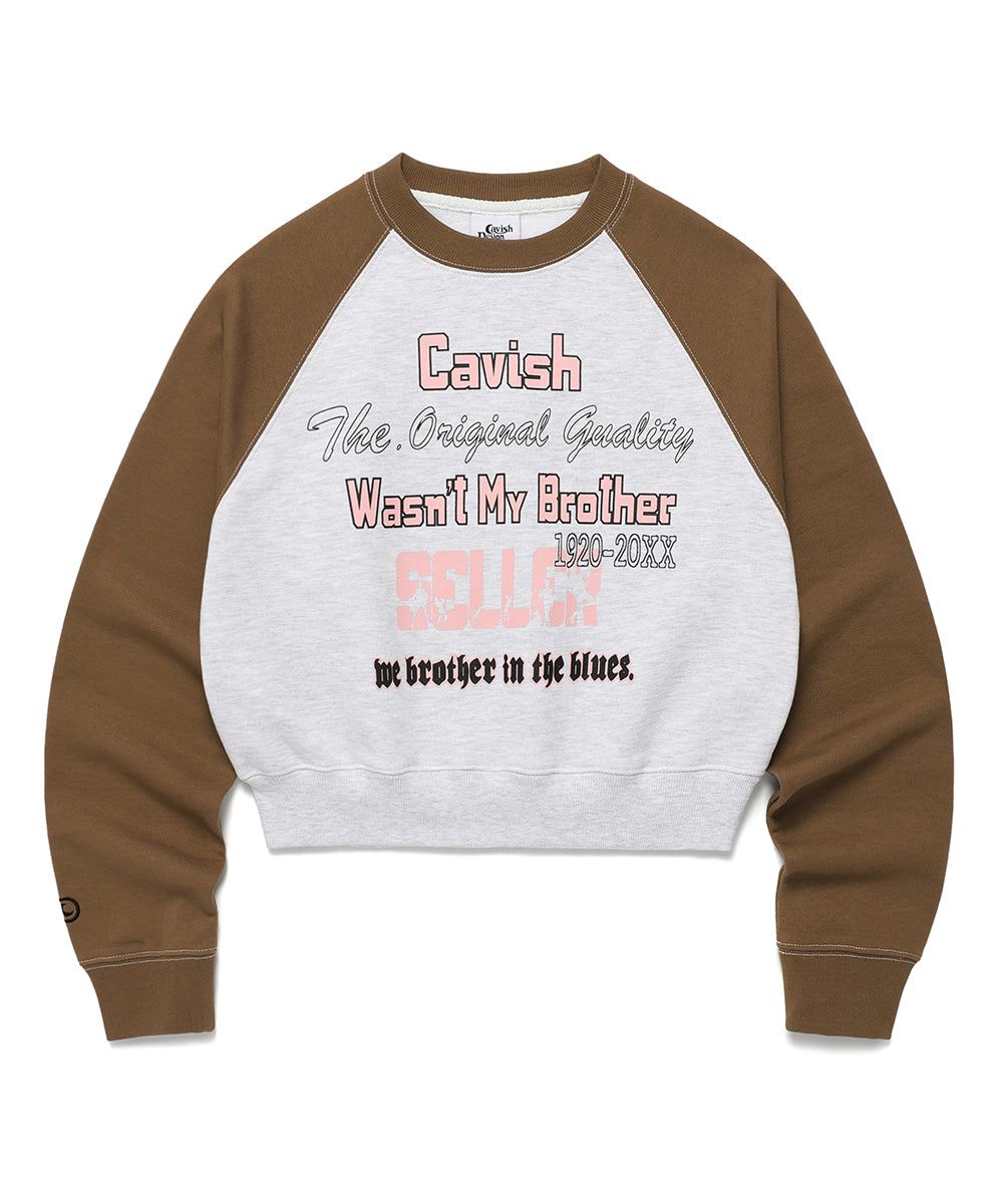 W RAGLAN BROTHERS SWEATSHIRT BROWN(CV2ESFM445A)