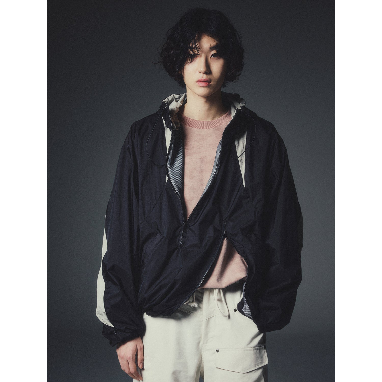 MONTIAC COLORATION PULLOVER WIND BREAKER_BK