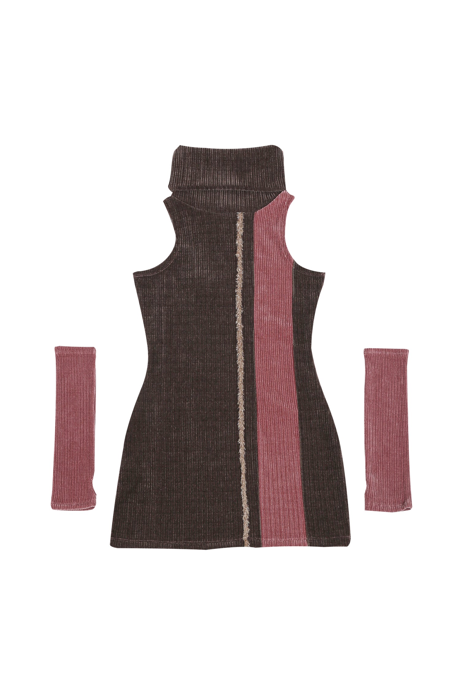 HOLIDAY TURTLENECK DRESS #PINK BROWN