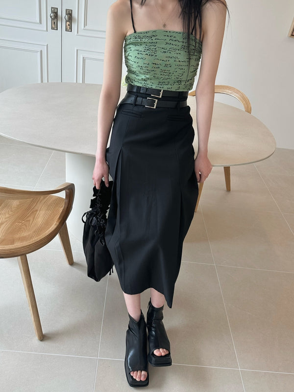 long belted skirt