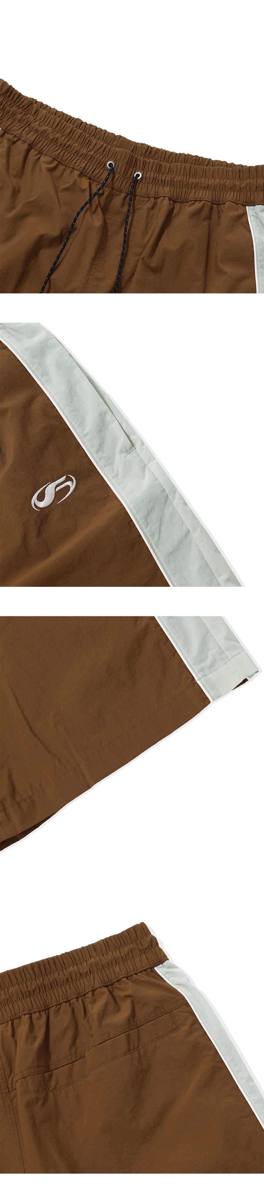 Sporty Symbol Logo Shorts-Brown