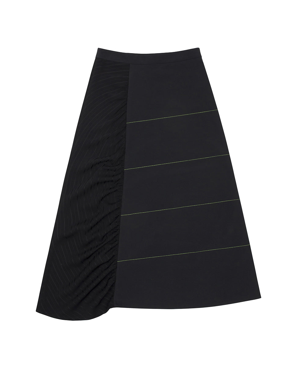 Shirring Panel Skirt _Black