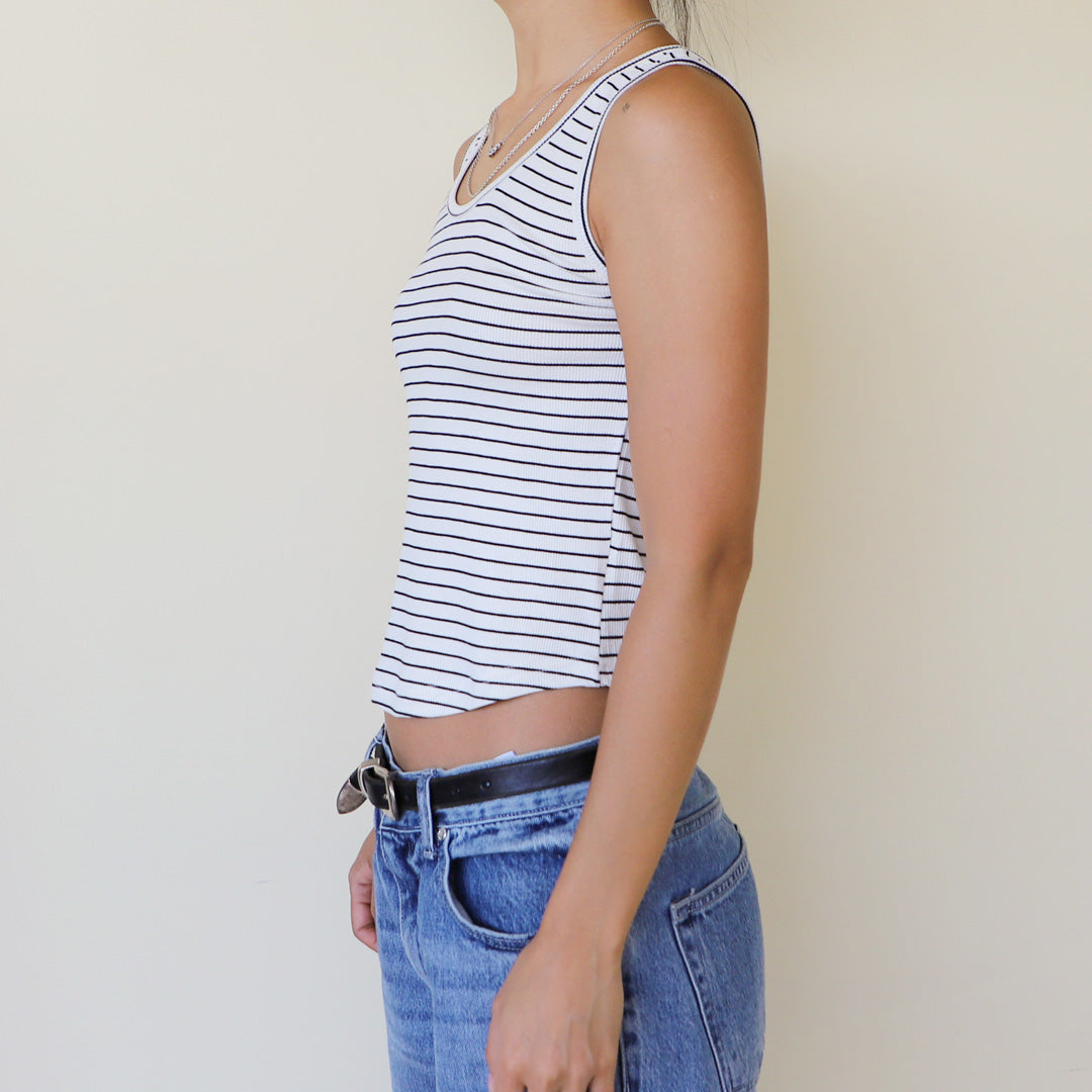 STRIPE CROP SLEEVELESS (IVORY)