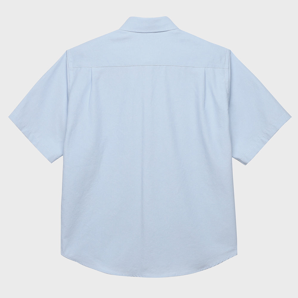 C Patch Short-Sleeved Unisex Sky blue Oxford Shirt