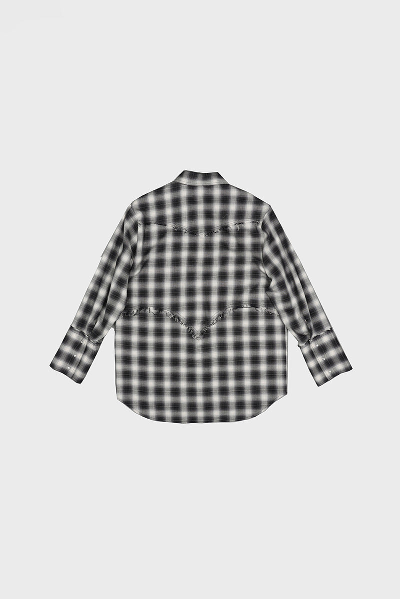 RAW EDGE BUTTON UP SHIRT IN CHECK