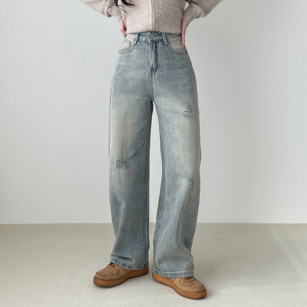 dusty vintage long wide denim pants