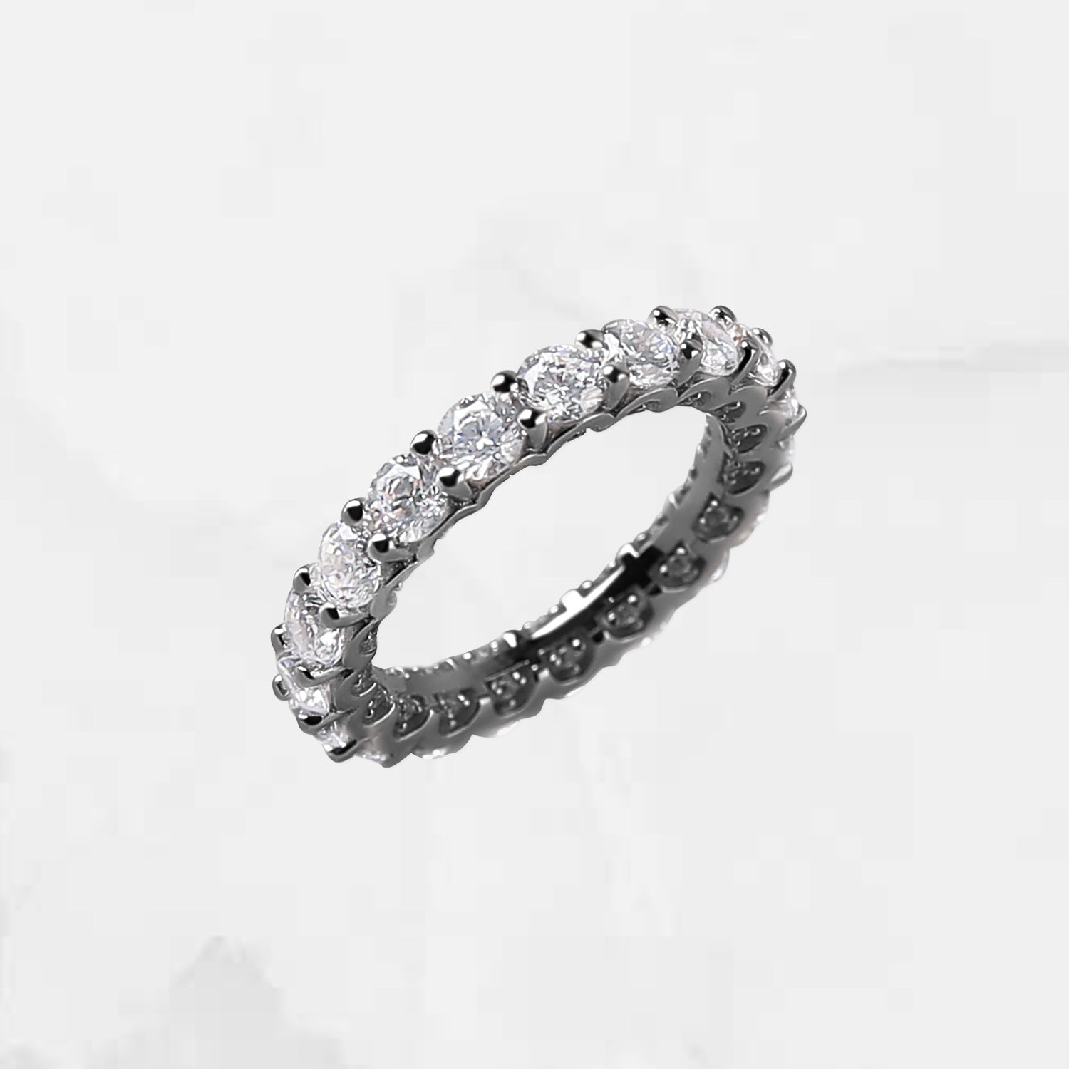 [S925] Eternity Tennis Ring (black silver)