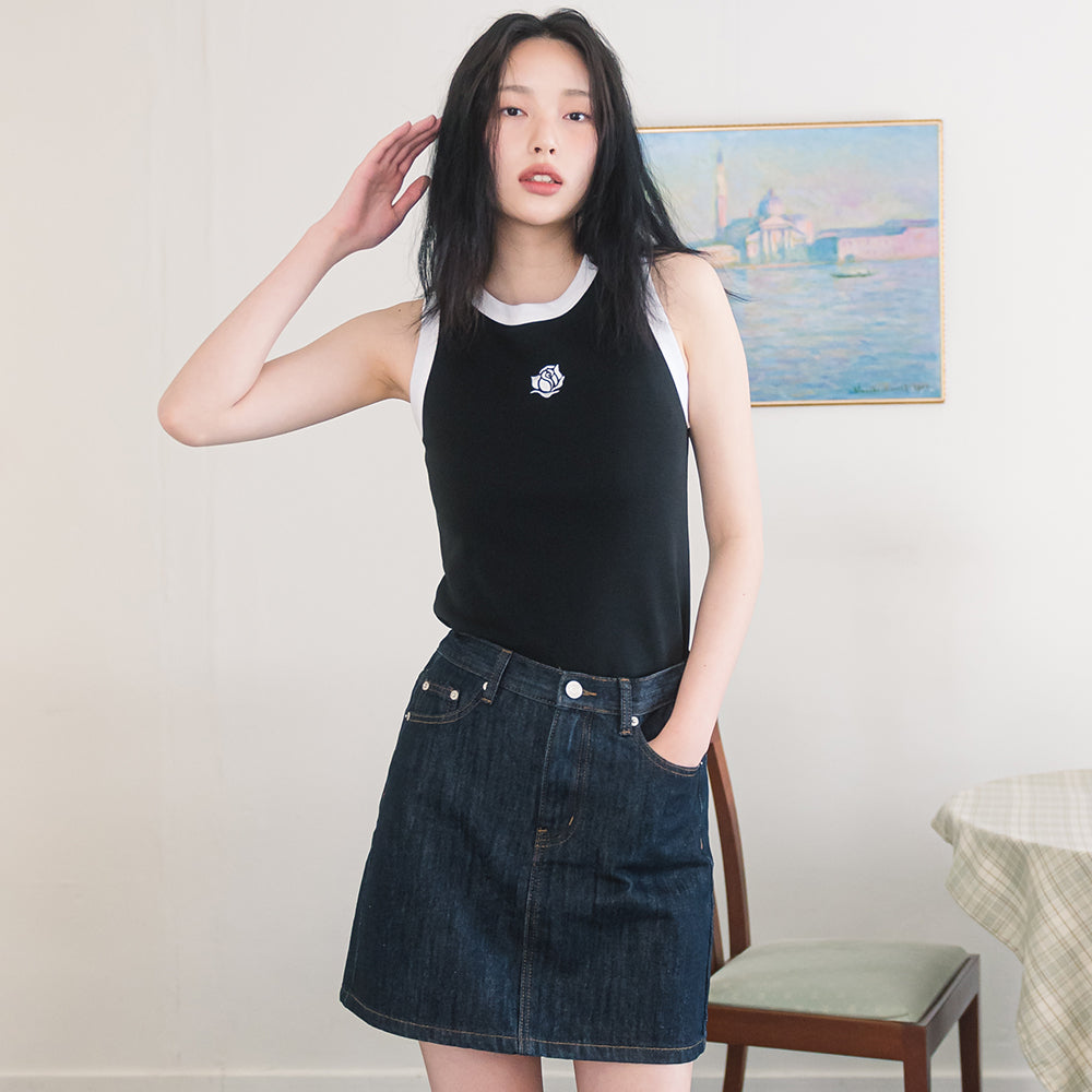 ROSE RINGER SLEEVELESS(BLACK)