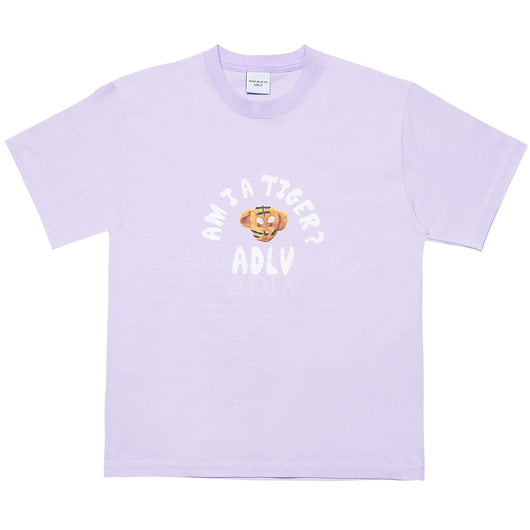 TIGER TEDDY BEAR DOLL SHORT SLEEVE T-SHIRT LIGHT PURPLE