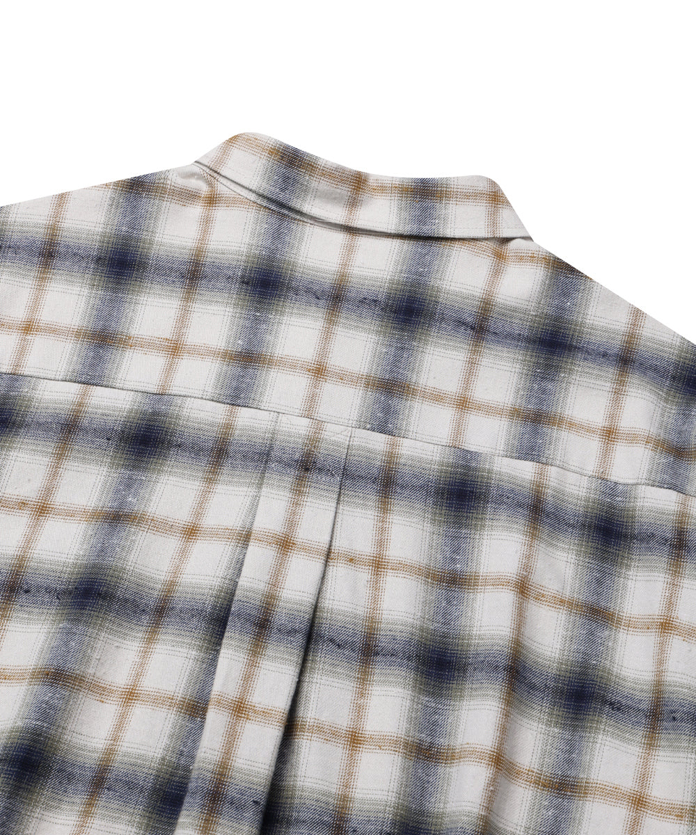 ROUNDED COLLAR CHECK SHIRT_IVORY