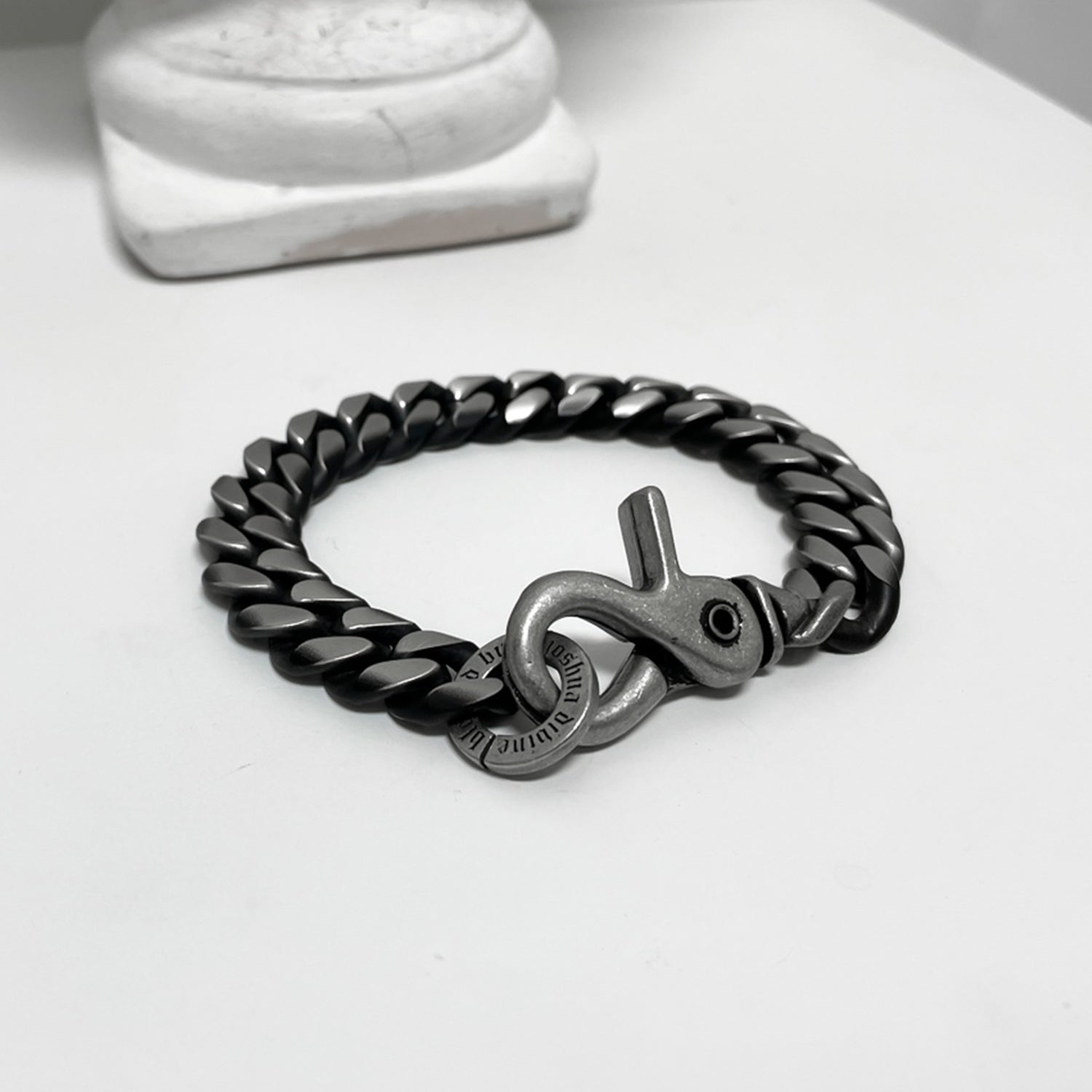 [BLESSEDBULLET]black line CURVE chain bracele_10mm