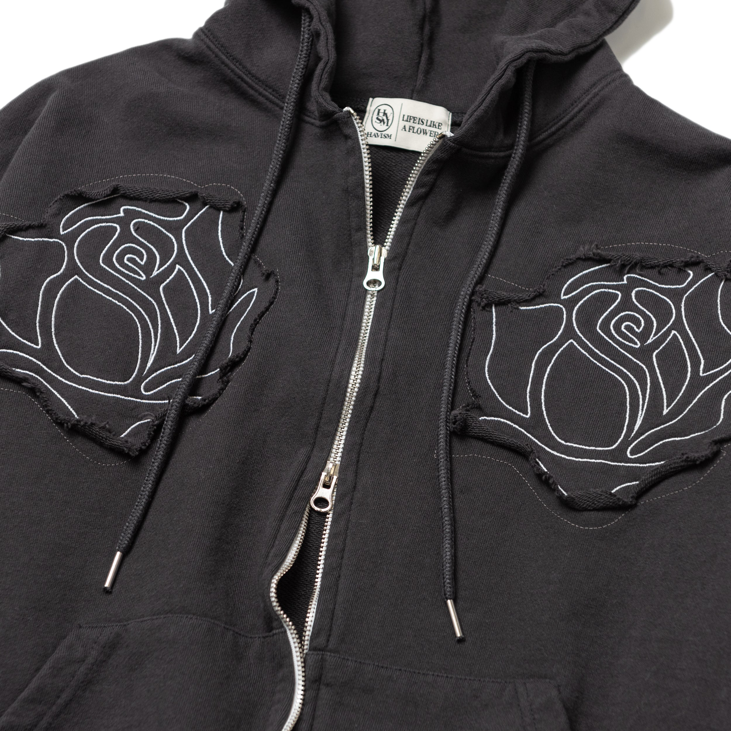 ROSE PATCH ZIPUP HOOD(CHARCOAL)