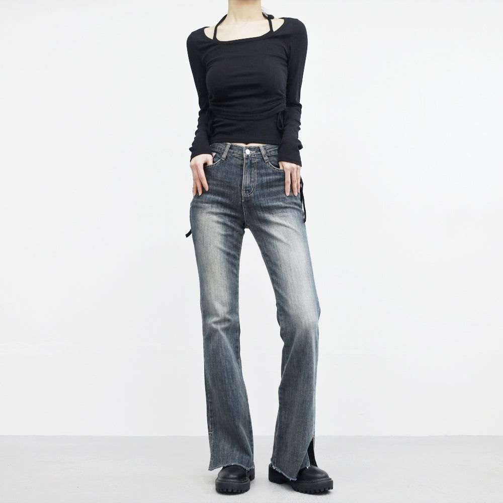 Slant Slit Bootcut Pants