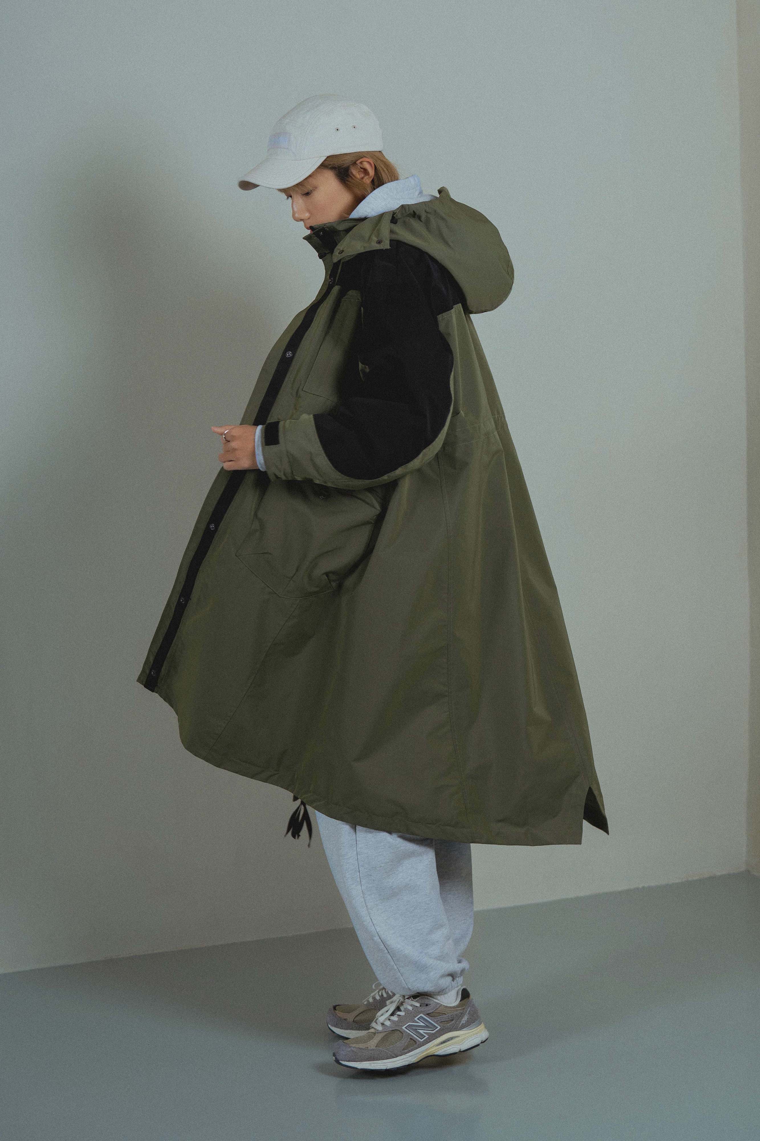 Waterproof Hooded Long Shell Parka Olive