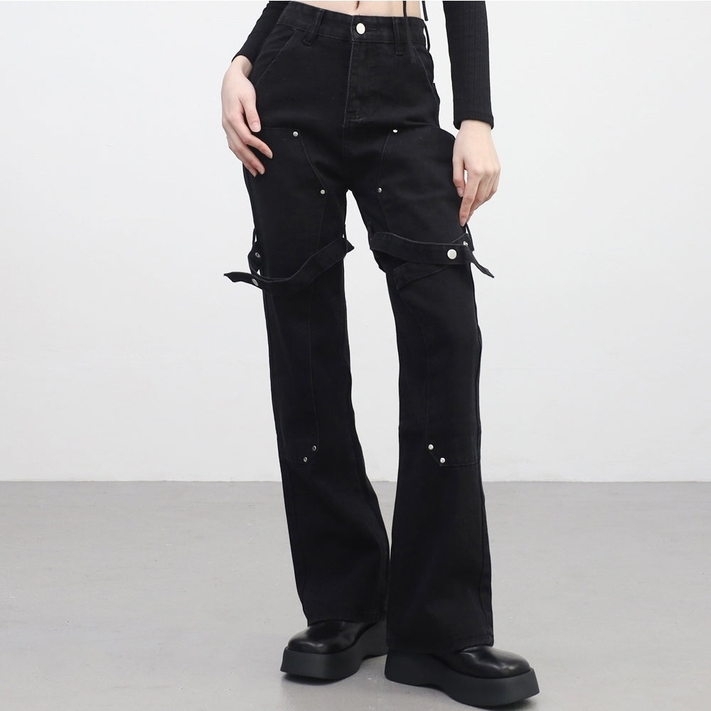 Alon Belted Bootcut Denim Pants