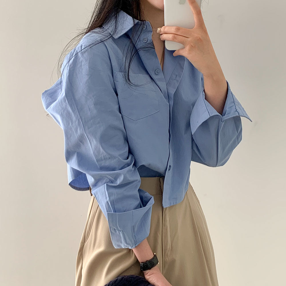 [BELLIDE MADE] Today Pocket Crop Shirt