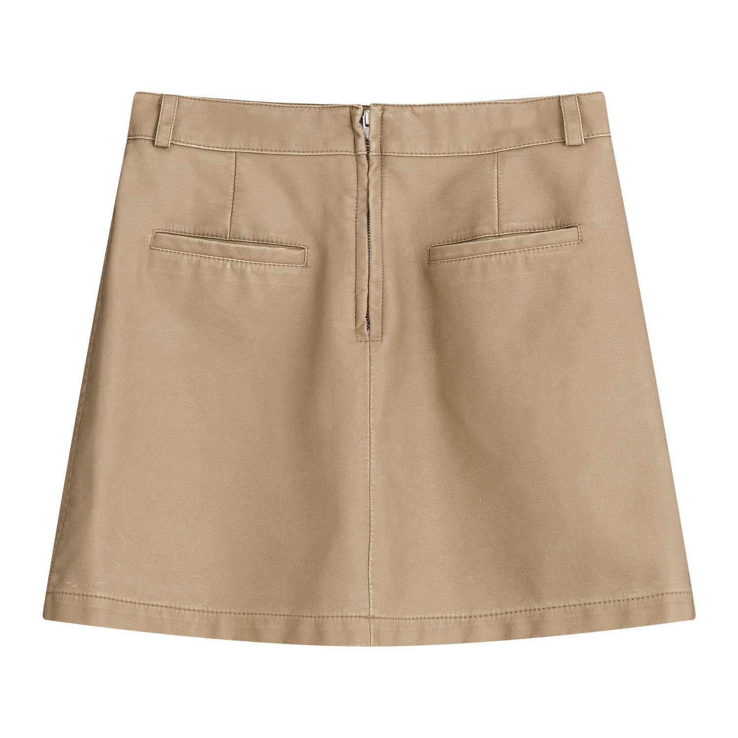 Washed Slit Leathery Skirt (Beige)