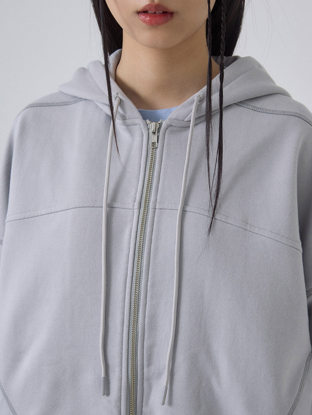 NYLON POCKET HOODED ZIP [GREY]