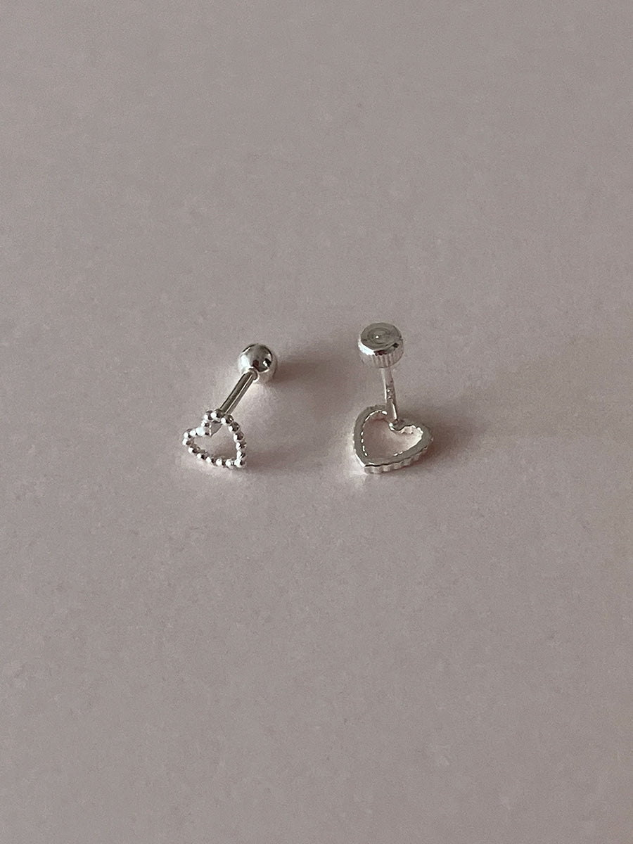 [92.5silver] dot heart piercing (2size)