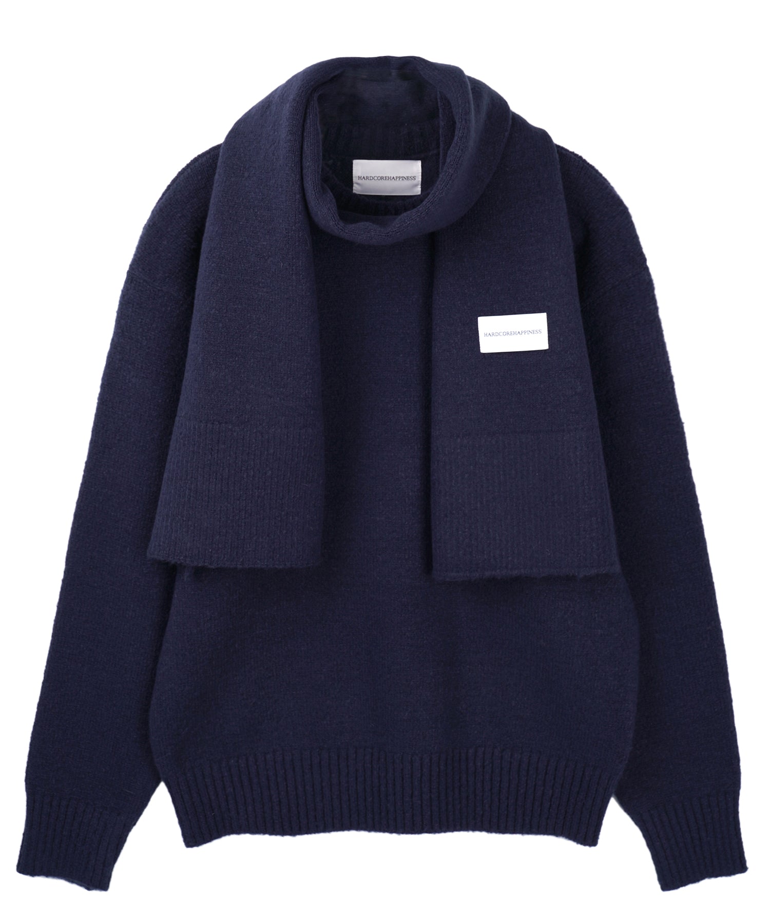 Pullover muffler knit set_navy