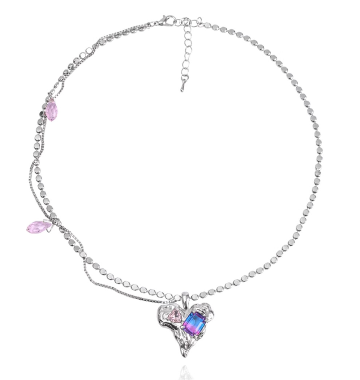 Opal Cubic Lovely Heart Necklace