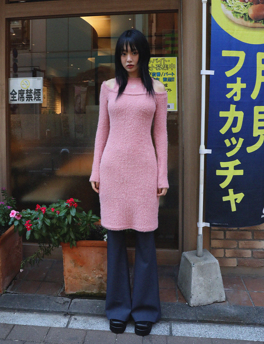 ANGORA SLIM DRESS(PINK)