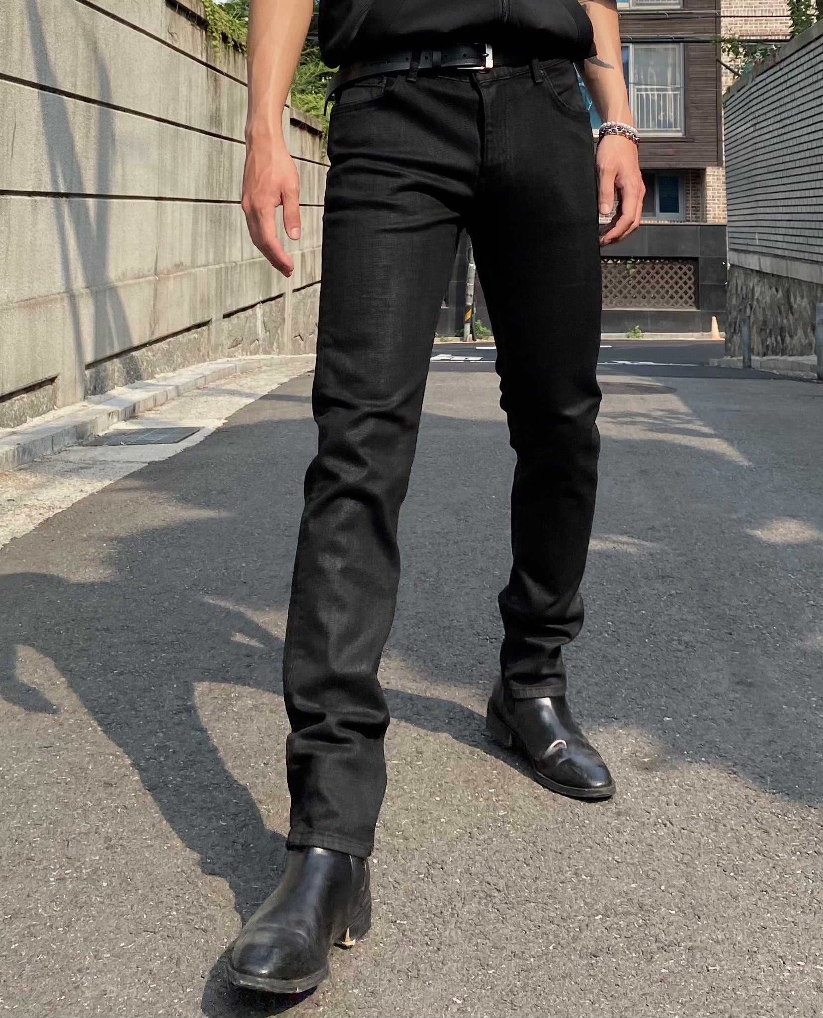 Soft Black Coating Jeans