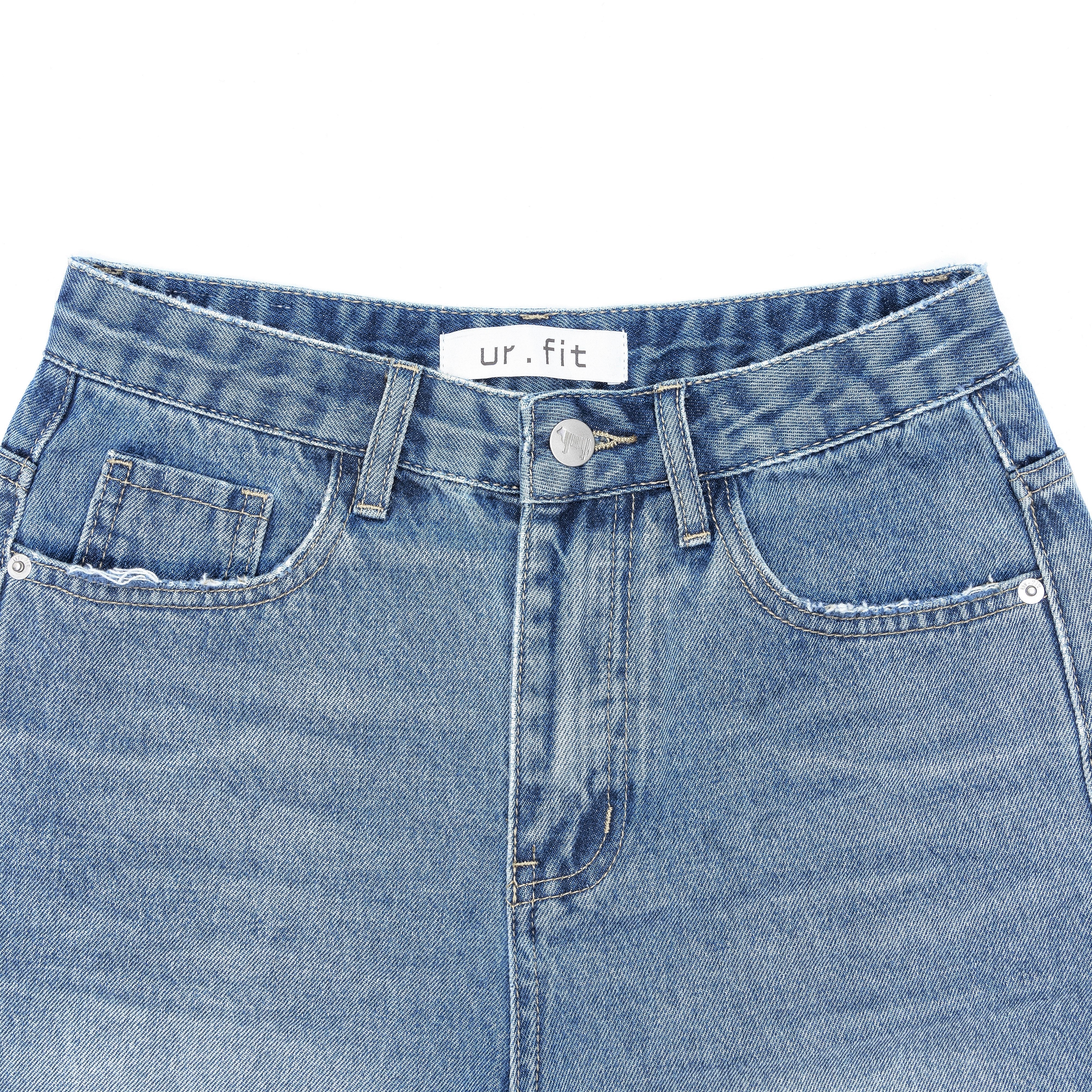 DESTROYED LIGHT BLUE DENIM SHORTS [17855]