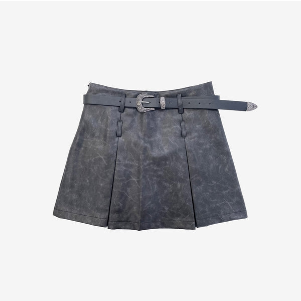 Lia Belt Leather Skirt