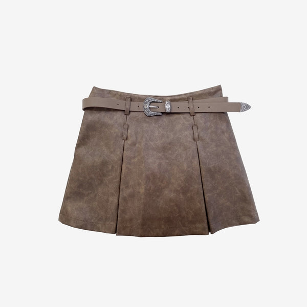 Lia Belt Leather Skirt