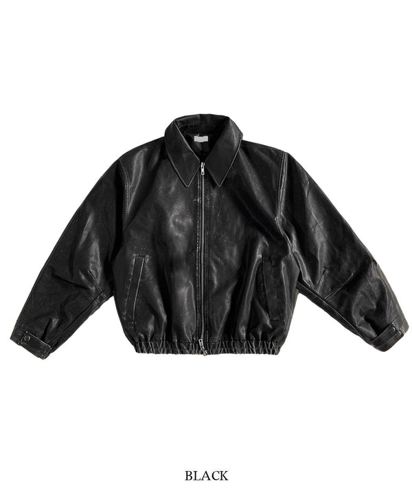 ASCLO Crack Washing Leather Jumper (2color)